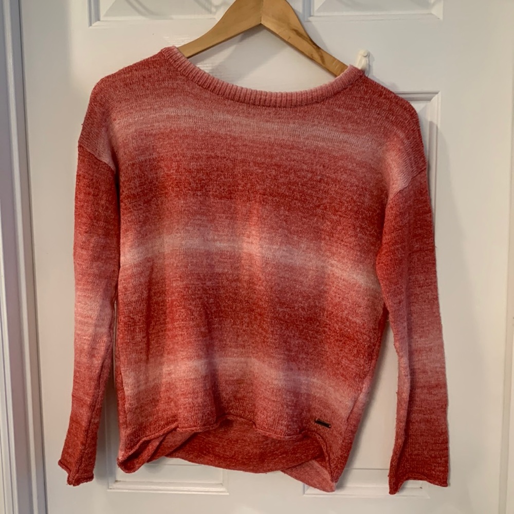 Shades of red open back Prana sweater